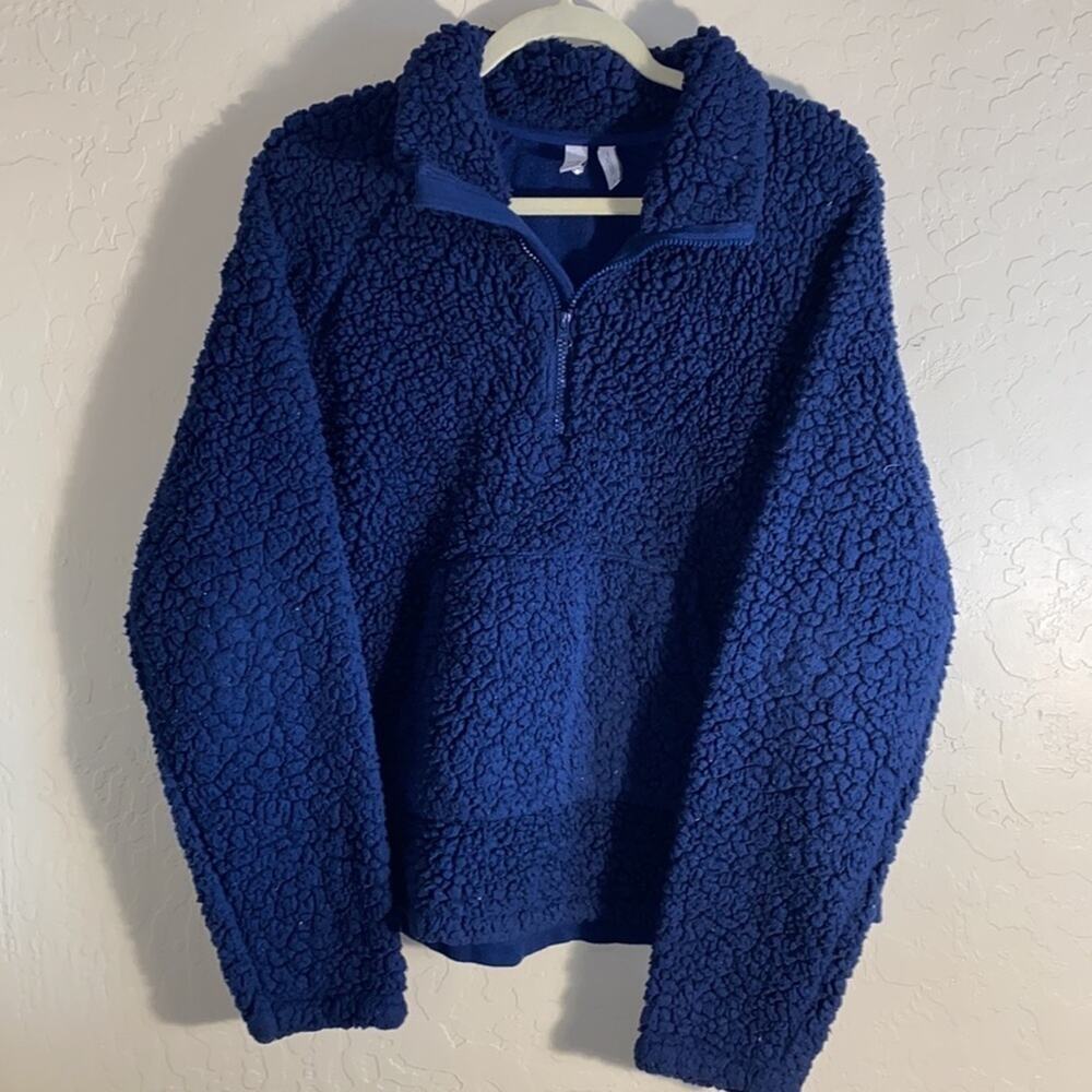 Z by Zella navy teddy quarter zip pullover